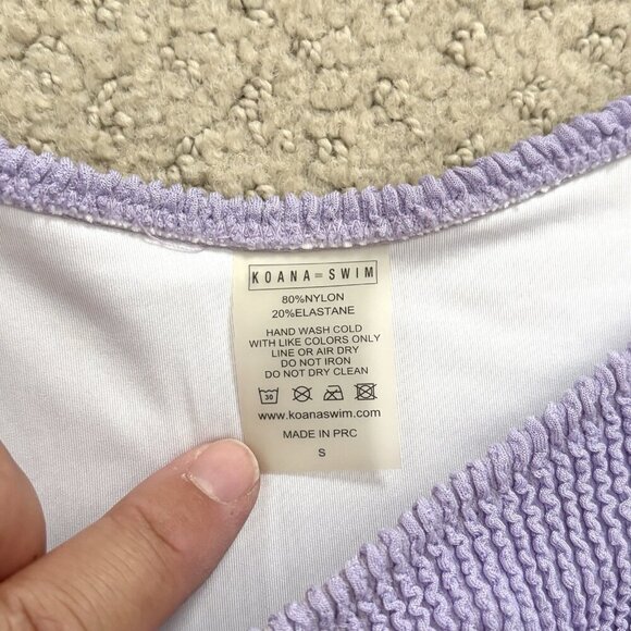 Koana Swim Hannah Mid-Waist Bikini Bottoms in Wisteria Purple Textured Sz Small - Picture 4 of 5